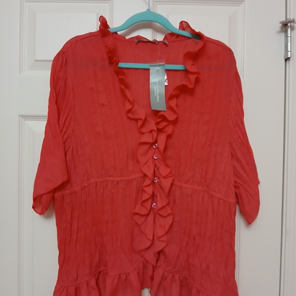 Women's Pink Ruffled Top - Picture 4 of 5